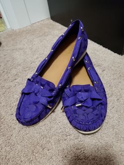 Purple flat coach doll shoe size 8