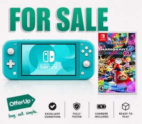 Nintendo Switch Lite Turquoise + Mario Kart 8 Deluxe – Excellent Condition