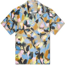 Dior Short Sleeve Floral Print Camp Shirt Size 37