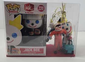JACK IN THE BOX: Funko Pop! #220 Jack Box/(3) Three Vintage Kids Meal Bendable  figures / Antenna Ball Topper / Jack in Golf Cart Toy