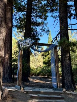 Ceremony Altar Florals with Chiffon Fabric