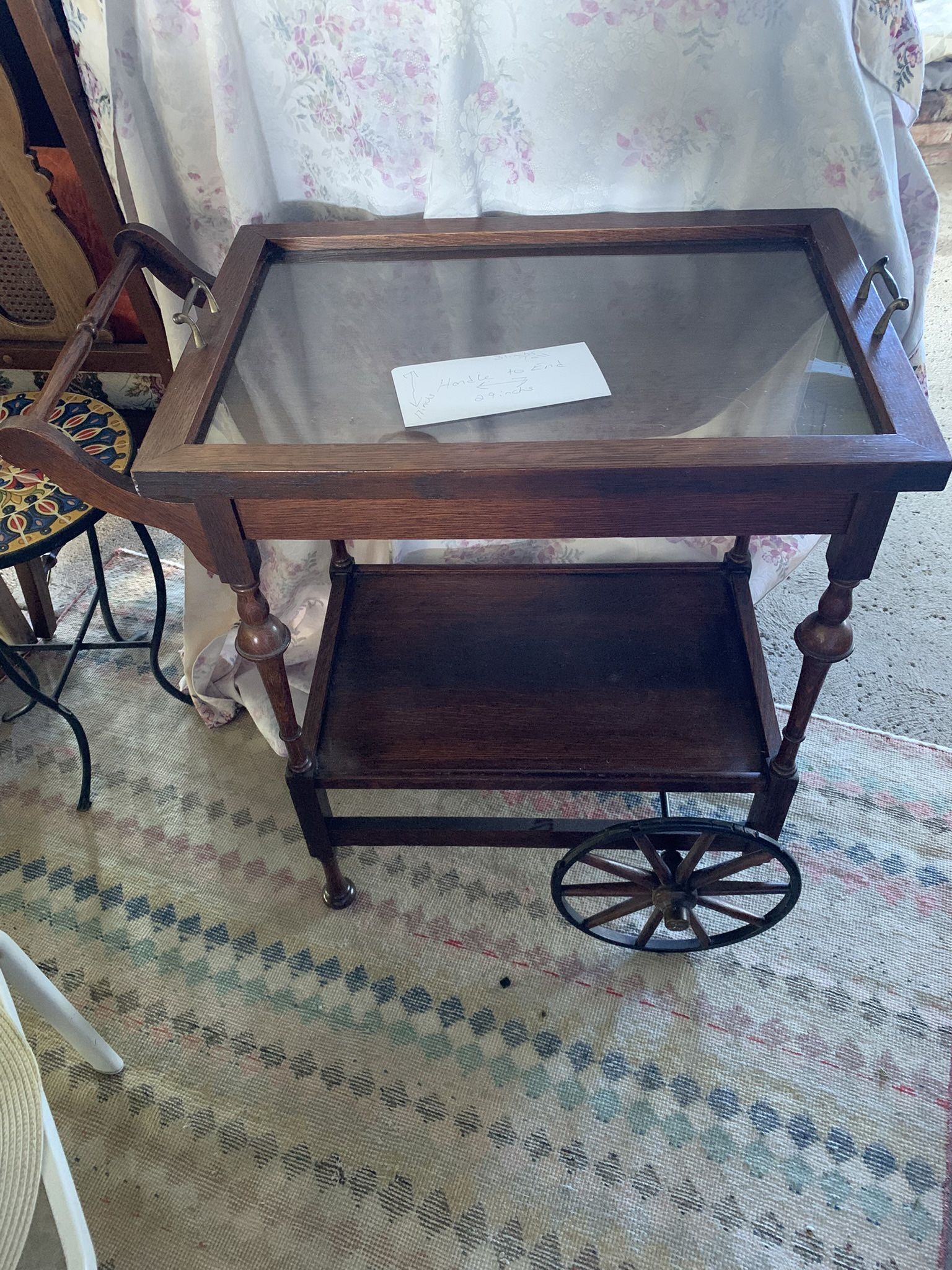Grandmas Old Fashion Tea Cart.  The tray removes Glass Top
