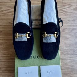 Authentic Brand New Black Suede Gucci Loafers with original box, dust bag included.