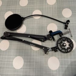 Clamping Microphone Boom Arm + Pop Filter