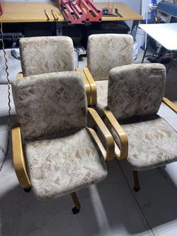 CHROMCRAFT DINING set 4 rolling chairs, good condition - NO table