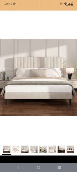 Queen size Upholstered Platform Bed Frame with Headboard