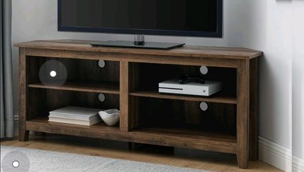 Rustic Brown Wood Corner TV Stand