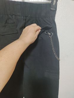 NEW -Black High-Waist Cargo Pants with Chain. PICK ⛏️ UP ONLY