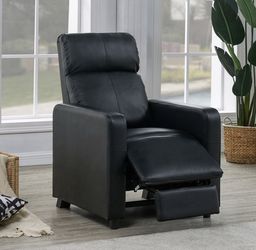 Brand New Black Leather push-back Recliner