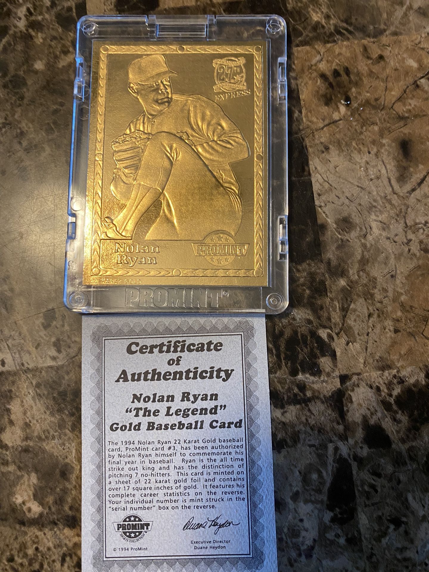 Nolan Ryan Gold Baseball Cars