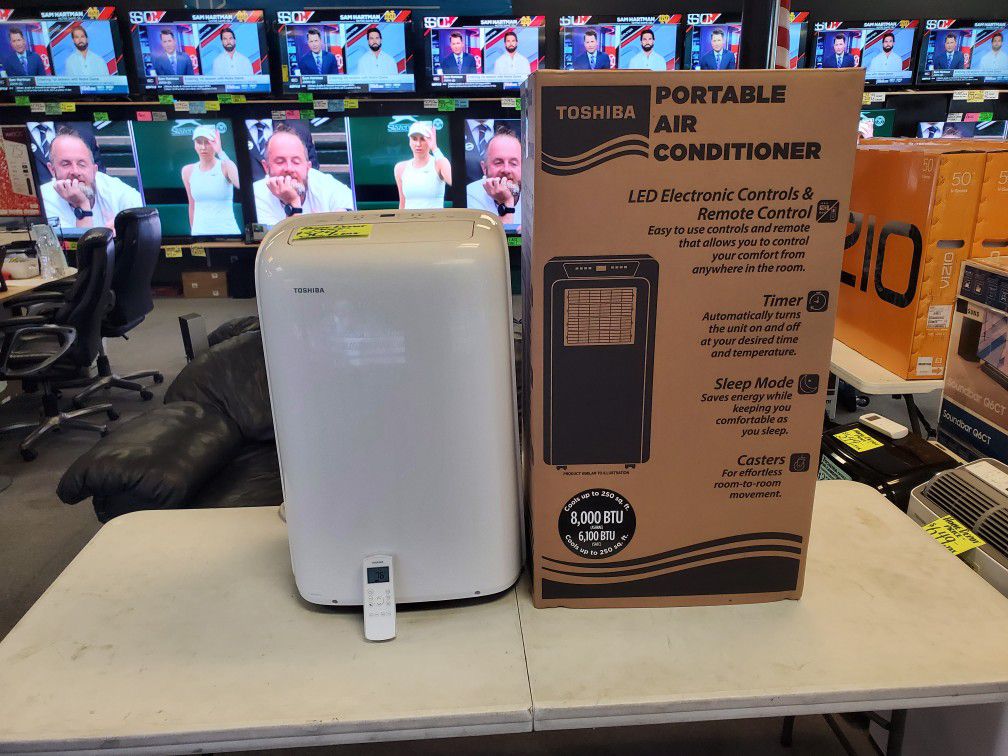 TOSHIBA PORTABLE AC 8K BTU 250 SQ FT IN STOCK IN BOX COMPLETE ALL ACCESSORIES IN STOCK WITH WARR- TAX ALREADY INCLUDED IN PRICE OTD