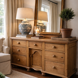 English Antique Pine Sideboard - 1800s
