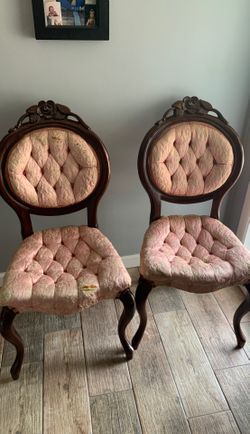 Vintage Kimball Mahogany Victorian Rose Accent Chairs