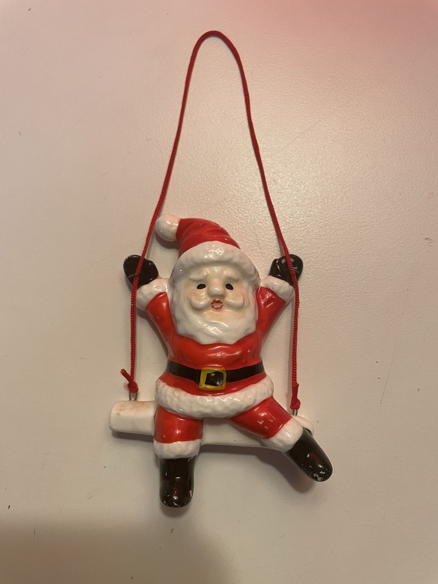 Vintage Porcelain Santa Claus Swinging