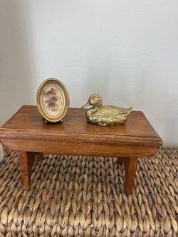 Vintage Primitive Stool Plant Stand Display Solid Wood Rustic Retro Granny Chic Cottage
