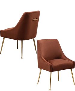 Brand New Brown Velvet Dining Chair(2 pcs)