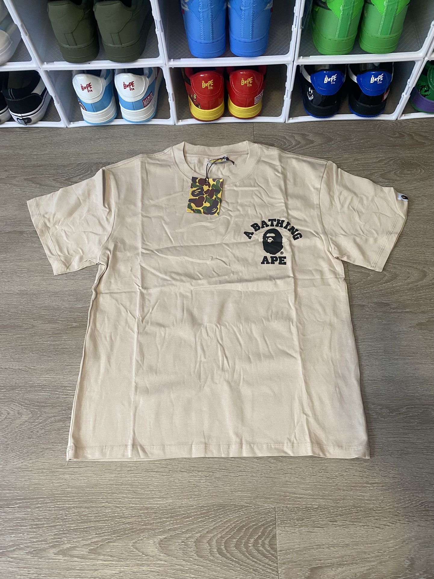 Bape “ Apes Together Strong” Shirt Beige Size Medium