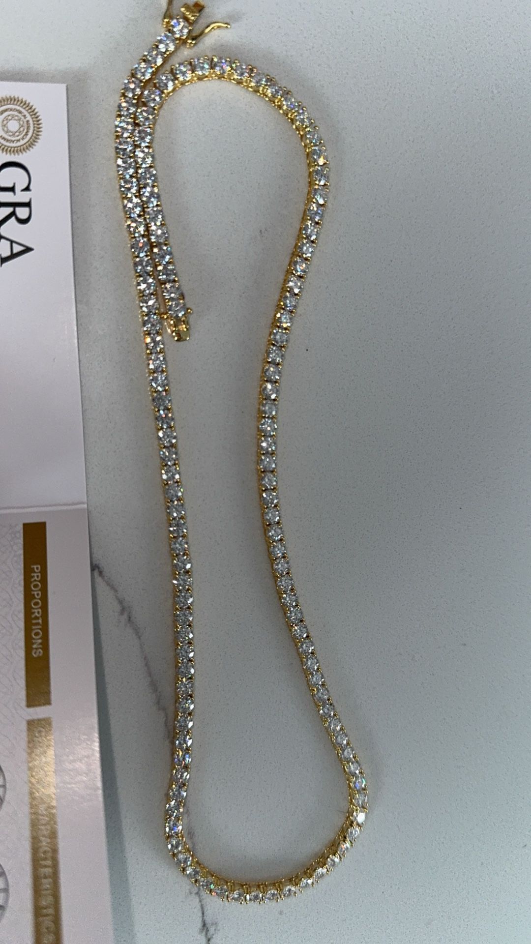 Yellow Gold 20in 4mm moissanite chain. Will Pass Diamond Tester!