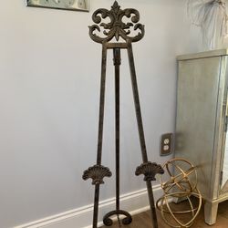 Heavy Rod Iron Easel, Ornate, Vintage, Rare Find! 