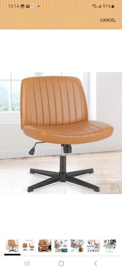 OLIXIS Criss Cross Office Chair, Vanity Chair, Home Office Desk
Wide Seat, Height Adjustable, PU Leather Padded, Armless No Wheels, Bedroom, Study Roo