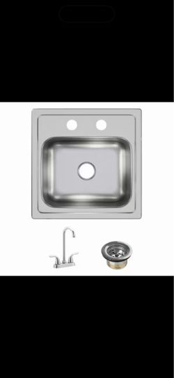 Elkay 15 in. Drop-in Single Bowl 20-Gauge Durable Satin Stainless Steel Kitchen Sink Kit w/ Faucet