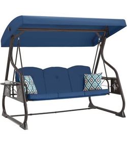 Assembled New 3-Seat Patio Porch Swing 800LBS Outdoor Swing with Stand w/Canopy & Adjustable Backres