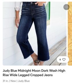 NEW, Judy Blue Jeans, Dark Wash High Rise Wide Leg Cropped Jeans