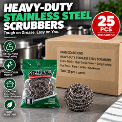 Heavy-Duty Stainless Steel Scrubbers – 25 Pack