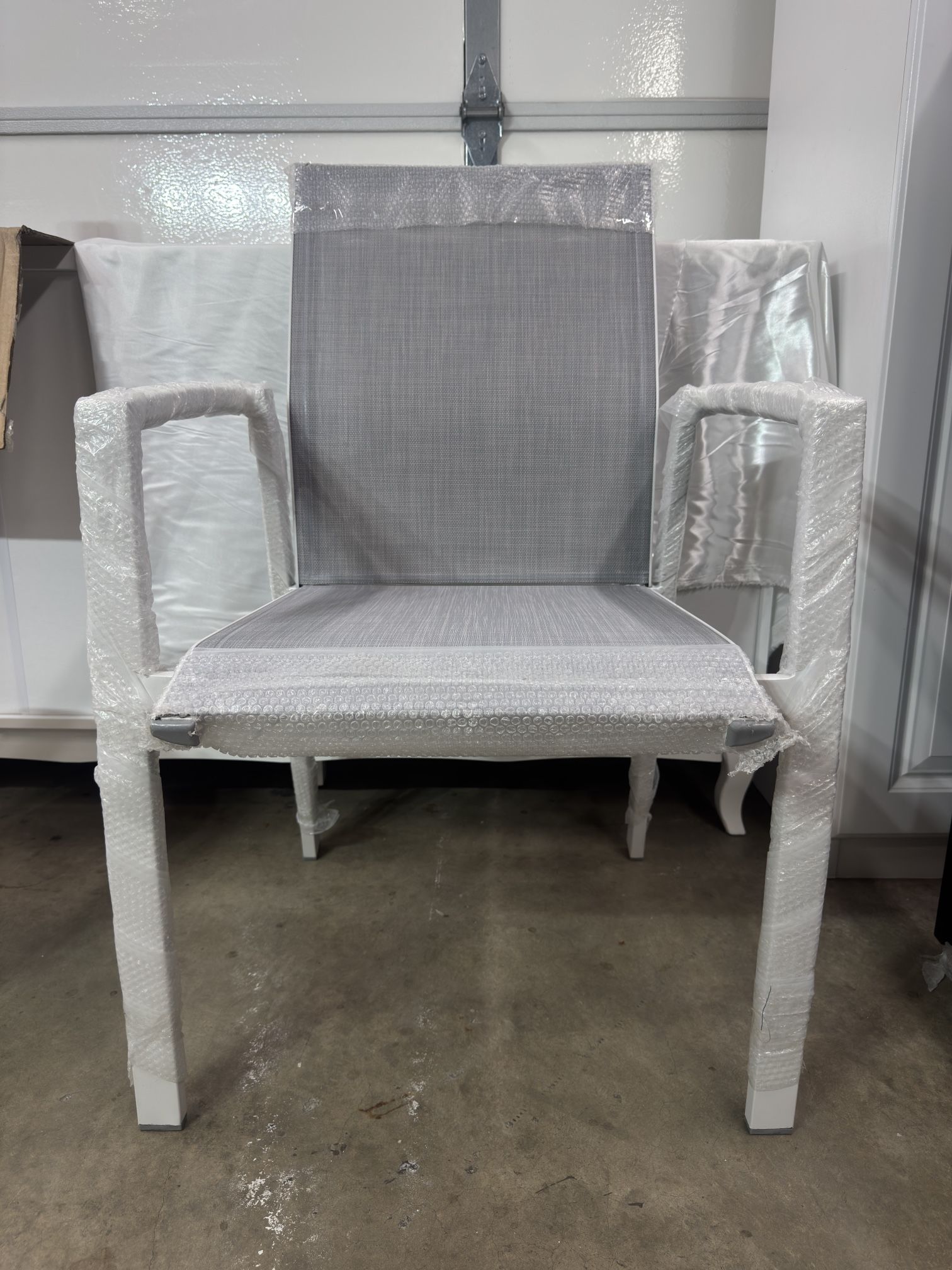 White Stacking Aluminum Patio Dining Armchair (Set of 4)