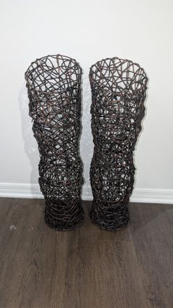 Decorative Rattan Floor Vase Set Of 2