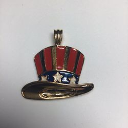 Vintage 1995BG Bergdorf Goodman Enamel Patriotic Uncle Sam Hat Pendant 
