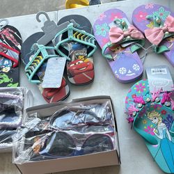 Disney Store Kids Slippers And Sunglasses 