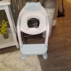 Baby Blue Bear Adjustable Training Potty Seat And Step Brand Newy