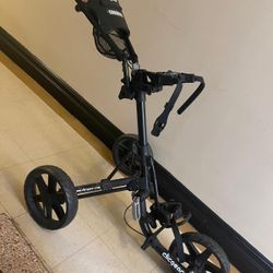 Cligear Model 4.0 Golf Cart, 3-Wheel Folding Golf Cart, Black Silicone bag strap system, adjustable upper seat, lower seat Quickly folds to a compact 