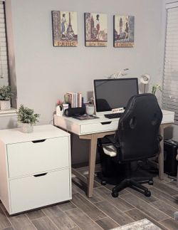 White Desk and file cabinet
