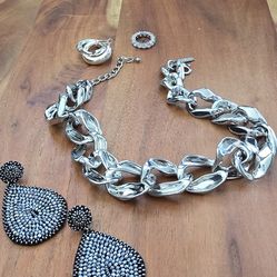 Chunky silver-tone jewelry collection