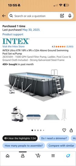 Near New 18Ft x 9Ft x 52” pool with filter and accessories!