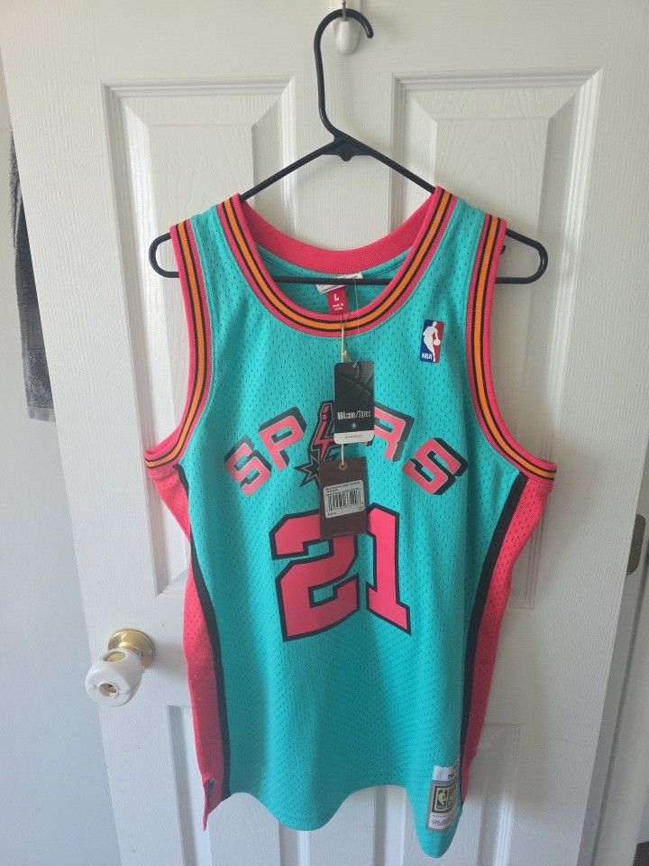 1998/99 RARE SAN ANTONIO SPURS #21 TIM DUNCAN MITCHELL & NESS NBA JERSEY SIZE LARGE