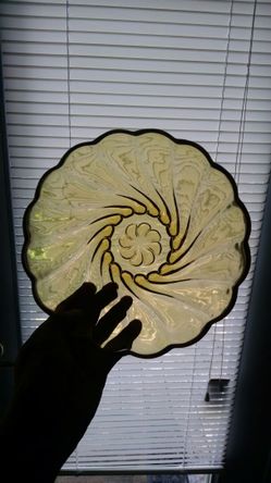 Vintage Yellow Glass Swirl Bowl