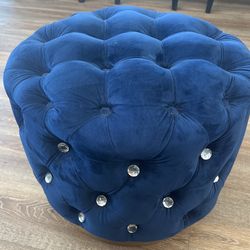 Inspired Home Ottoman Navy Velvet 