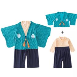 New W/ Tag Boys' Japanese printed kimono Bodysuits and coats 2 pieces Size 3T Comes from pet free smoke feee home  New with tag  Bottom has button for