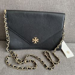 Tory Butch Black Envelope Clutch Purse 