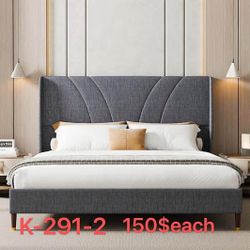 （K-291-2）King Size Bed Frame with 51.2" Tall Curved Wingback Headboard,