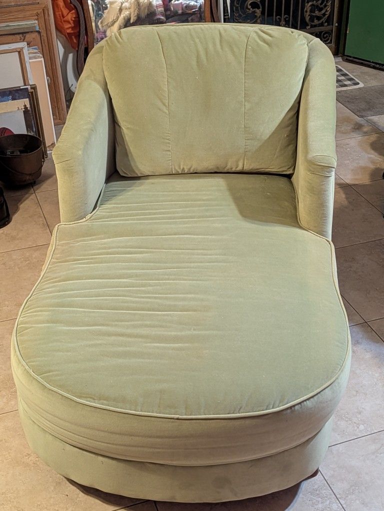 Sage Green Velvet Chaise Lounge 