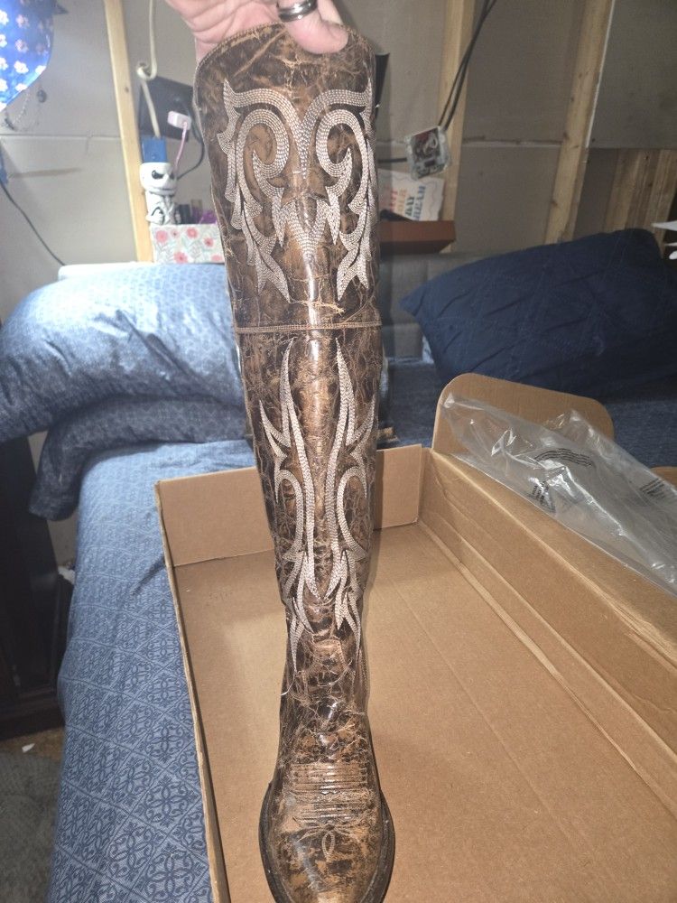 Badass Over The Knee Cowgirl Boots, Worn 1 Time