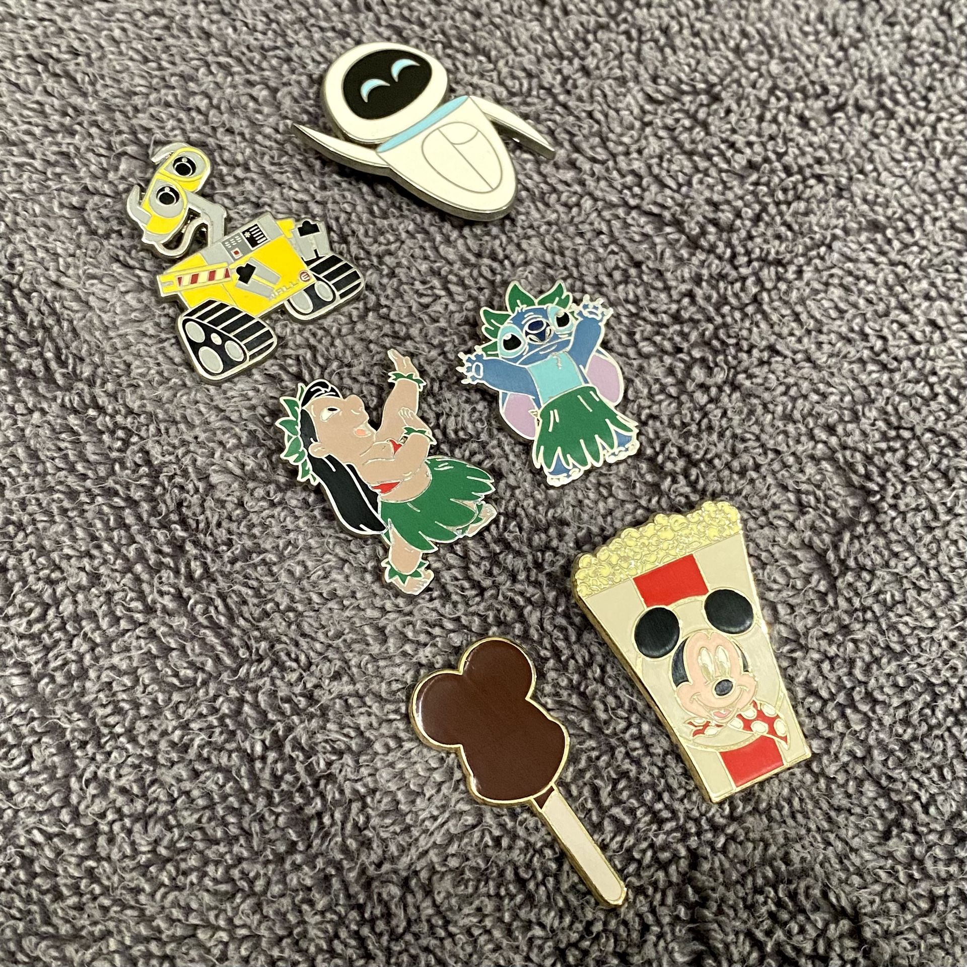Vintage 2009-2010 Disney Lilo Stitch Wall-e Eve Popsicle Pins Lot - w Mickey Backs