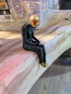 Abstract Sitting Figure Sculpture Gold Head