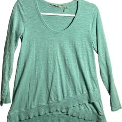 Soft Surroundings XSmall Asymmetric Hem Pullover Scoop Neck Top Seafoam coastal


