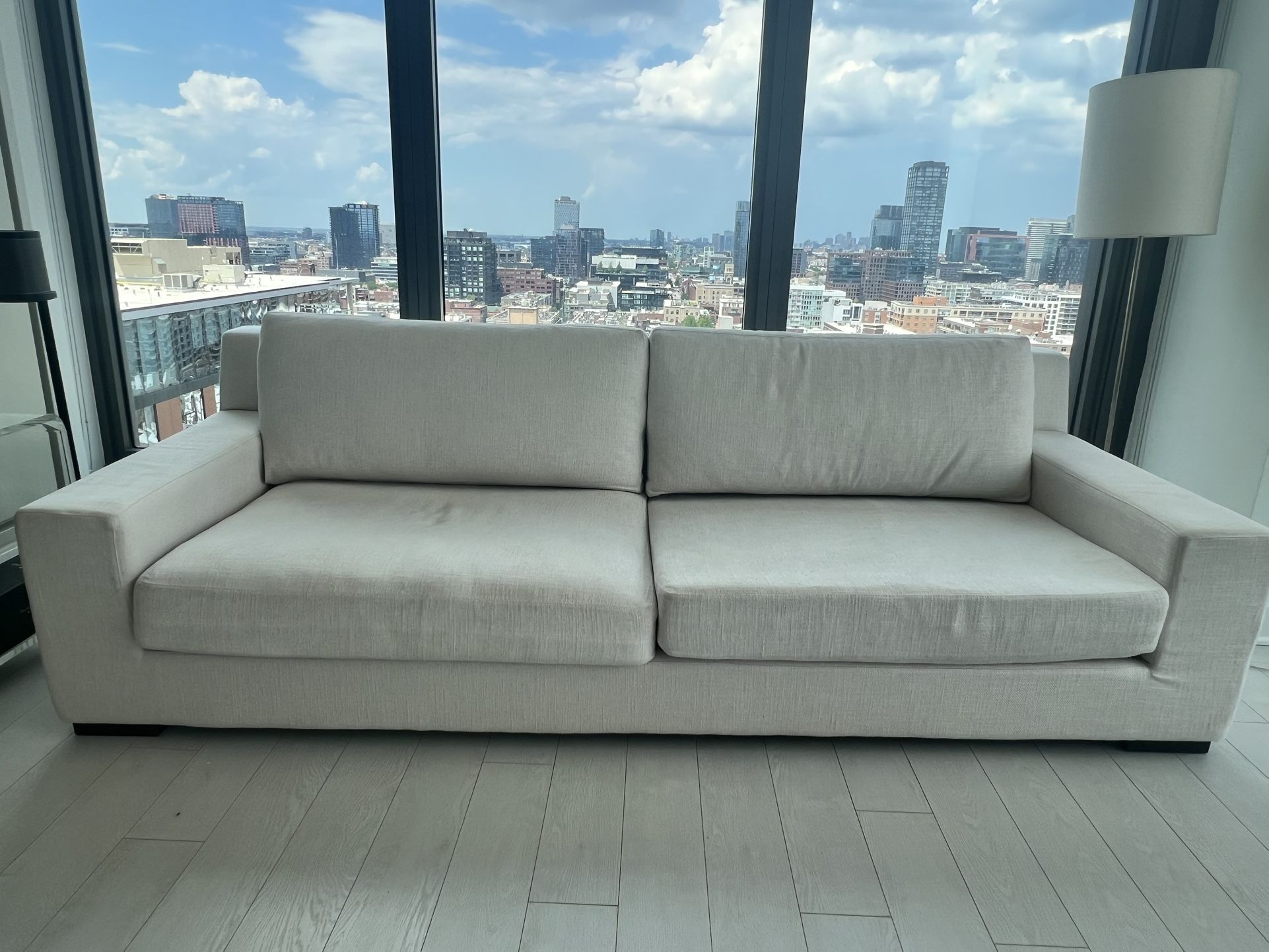 Restoration Hardware White Linen Sofa