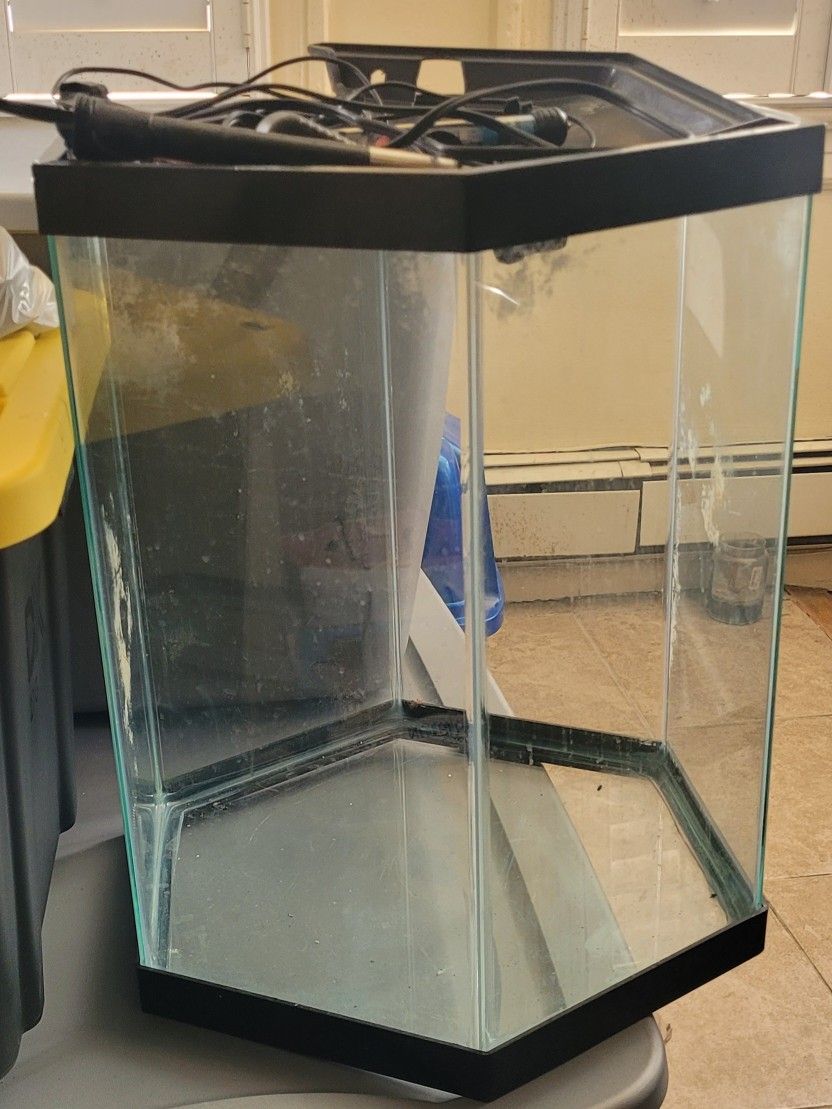 25 Gallon Octagon Fish Tank w/ ass.